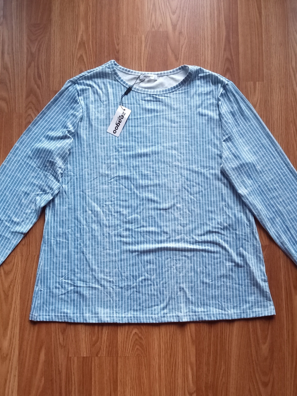 Zeagoo Women's Blue And White Striped Long Sleeve Shirt Size XL Nwt